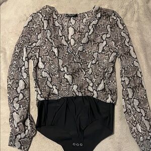 Zara Black and Gray Snakeskin Bodysuit